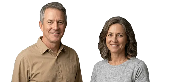 Middle aged man and woman thinking about selling gold or silver